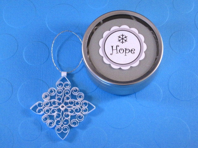 Christmas Ornament Petite Advent 'Hope' mini white quilled snowflake ornament gift packaged tree ornament Christmas decoration holiday decor