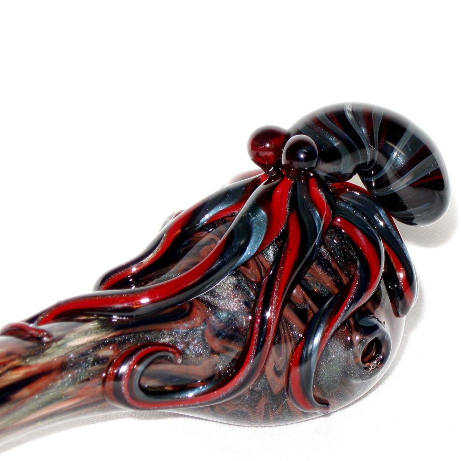 Octopus and Hand Blown Glass Tobacco Pipe by andromedaglass