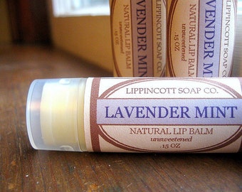 Lavender Mint Lip Balm - Lavender Essential Oil Lip Balm - Peppermint Oil Lip Balm - All Natural Lip Balm