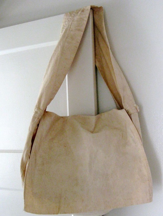 Vintage Canvas Newspaper Carrier Bag Capital by AntiqueCellar