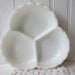 Vintage Fenton Milk Glass Hobnail 3-Part Relish Dish