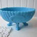 Vintage Blue Milk Glass Footed Bowl