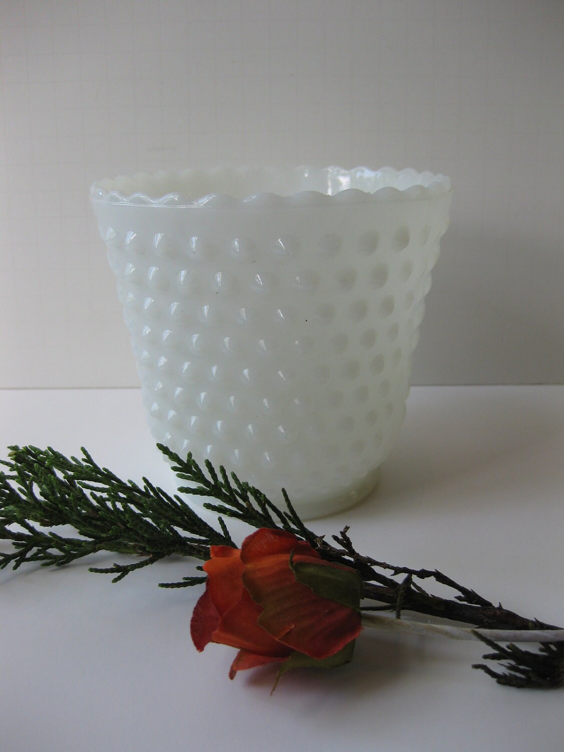 Vintage Classic Milk Glass Hobnail Vase by on Etsy