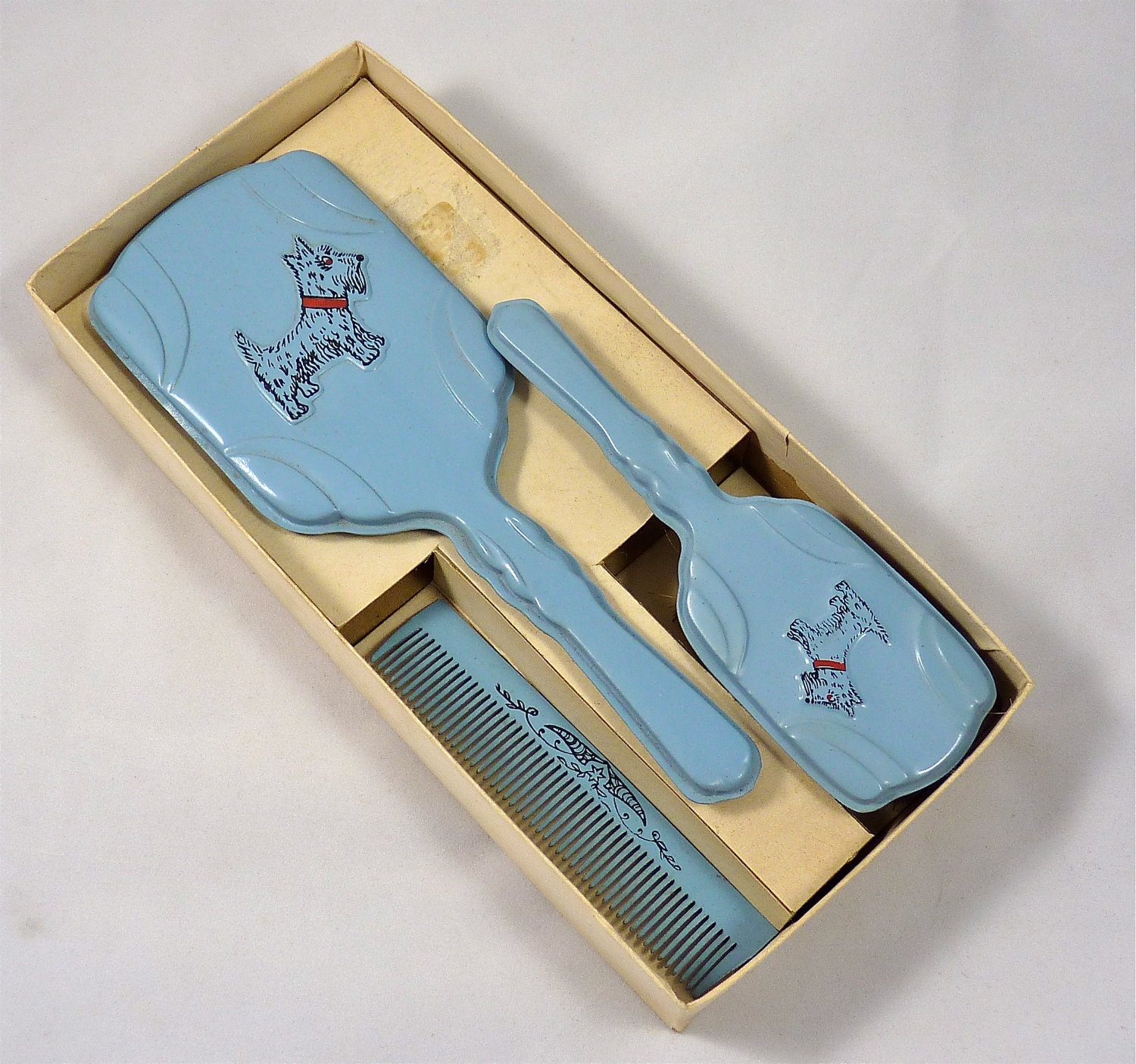 Child's Vanity Set with Mirror Brush and Comb in Blue