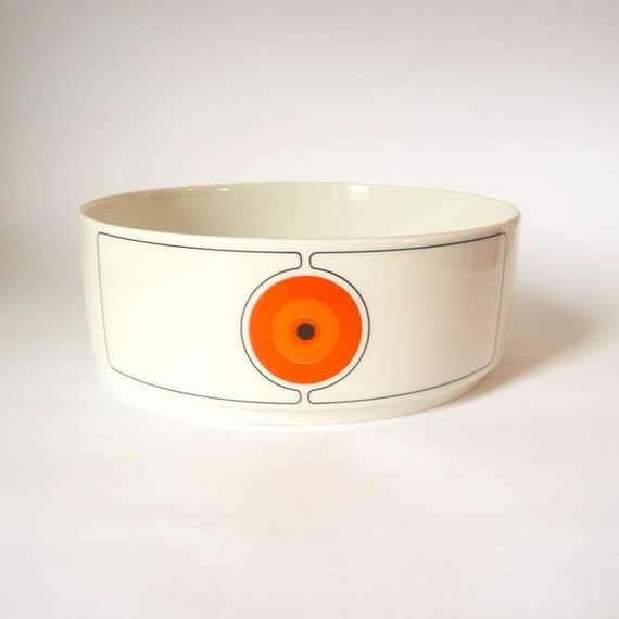 Thomas Germany White with Orange Design Porcelain Serving Bowl