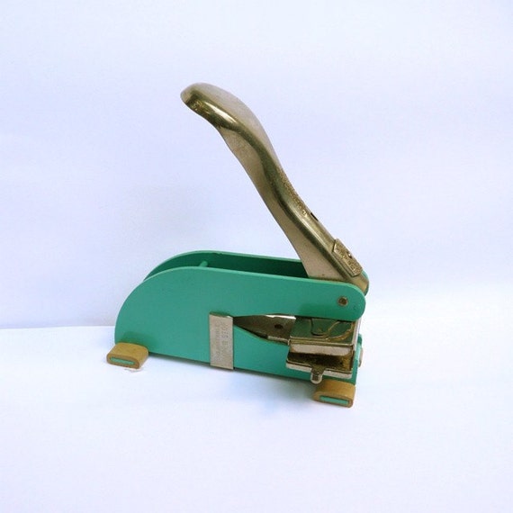 Vintage Desk Seal Embosser/ Aqua Metal