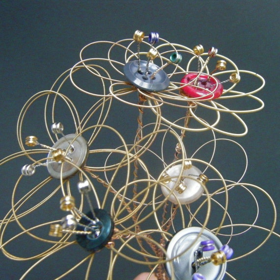 Button And Guitar String Flowers