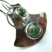 Metalsmithed Earrings - Tribal Copper Earrings Sterling Silver, Vintage Czech Glass Cabochon