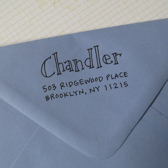Items similar to Chandler Address Stamp (Red Rubber on Wood Block) on Etsy
