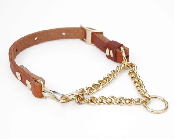 Martingale Collaradjustable leather and chain by BoldLeadDesigns