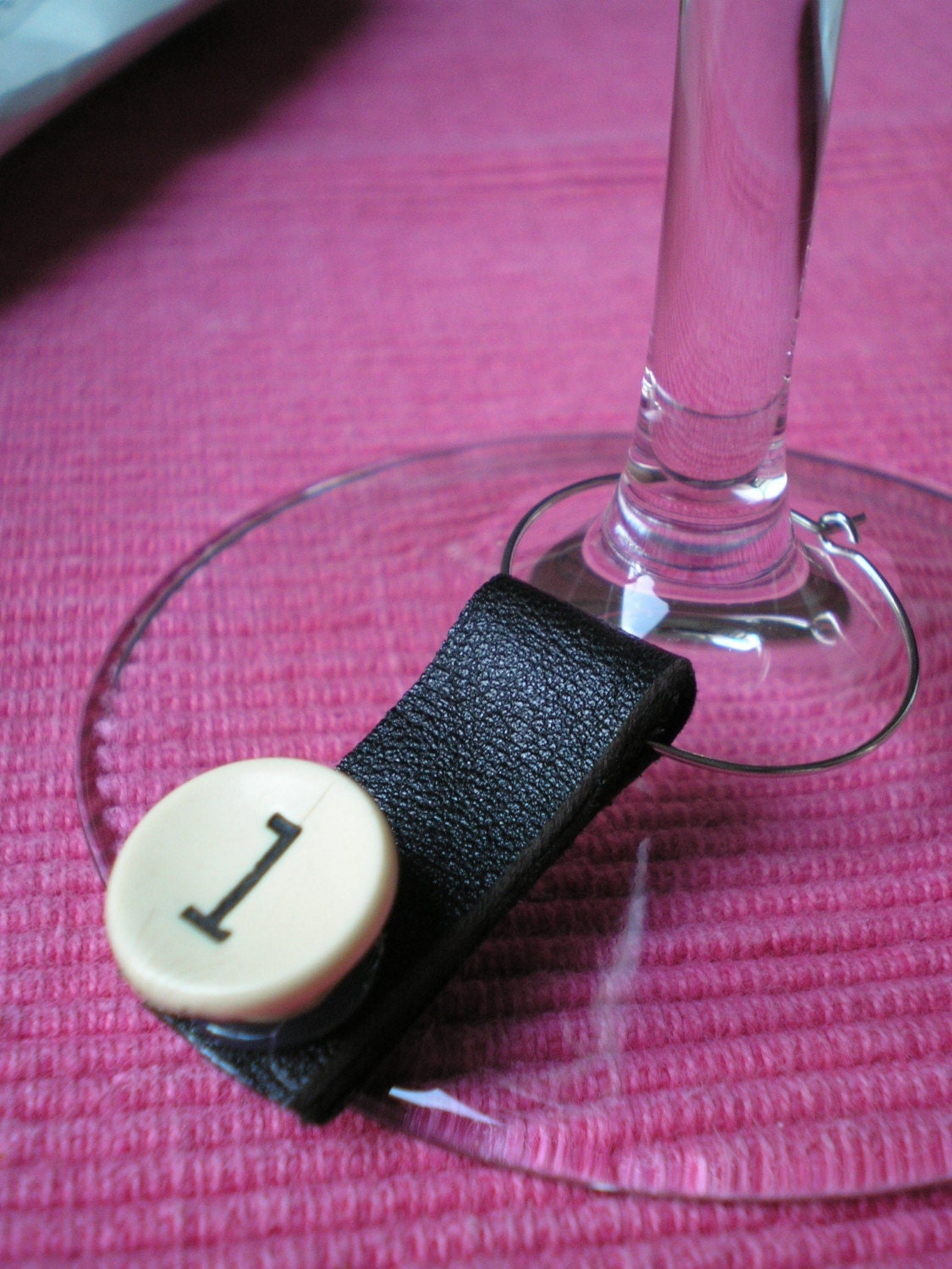 Wine Glass Charms made from recycled leather and vintage