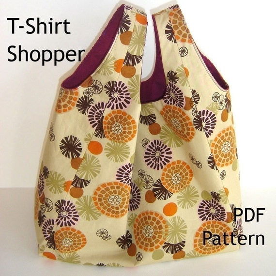 Tote Sewing Pattern Reversible T-Shirt Shopper PDF Bag