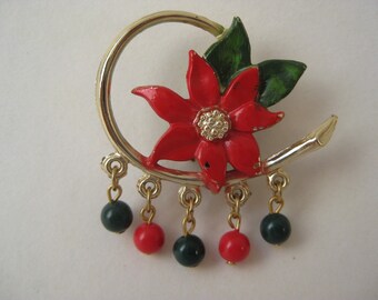 Poinsettia Dangle - brooch