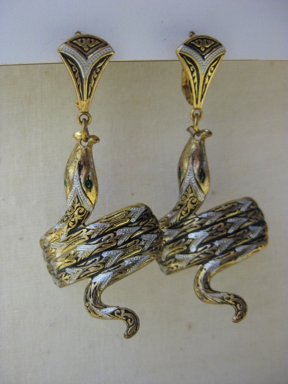 Dangle Snake vintage earrings
