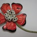 Black Coral and White Flower - vintage brooch