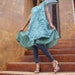 Last unit..Artistic collection...Sunflower layers dress Blue/Green (S-L)