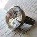 Hepburn Luxe . Ring . Antiqued Brass with Vintage Crystal Clear Jewel . Classic Hollywood Glam- FREE SHIPPING SALE