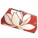 MODERN FLORAL CLUTCH - Coral Red Linen - IVORY SILK LINING