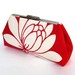 Bridesmaid Clutch Purse Red Lotus Flower Wedding Bridal