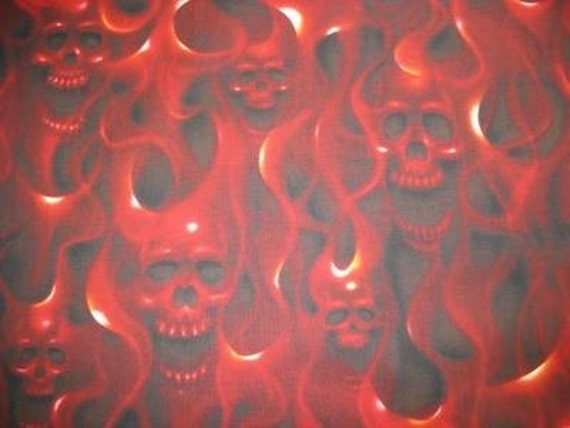 BTY SKULLS Scary Black RED Burning Skull Flames Skulls on Fire