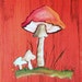 Vintage 1970's Hand Painted Funky Fungi Mushroom Art Plaque Picture