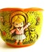 Flower Pot Vintage 1970s Girl and Cat Ceramics
