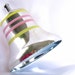 Vintage Mid Century Striped Plastic Silver Bell Christmas Holiday Ornament