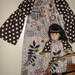 June bug with brown polka dot sleeves and matching American Girl doll dress SIze 1, 2, 3 or 4 child