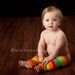 Crawler Covers Baby Leg Warmers--Blue with Rainbow Rugby Stripes--Always Ships Within 24 Hours OR LESS