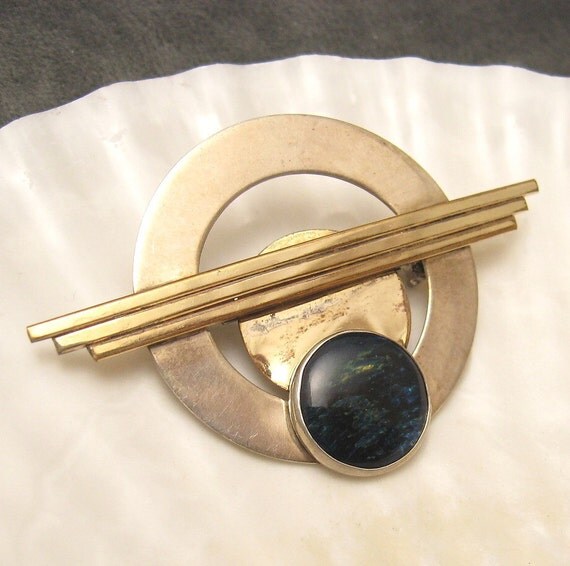 Sterling Gold Filled Art Deco Brooch Artisan P3795