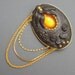 Unique Art Nouveau Revival Pin Amber Brown P1720