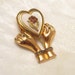 Vintage Fur Clip Heart Locket in Hands P4312