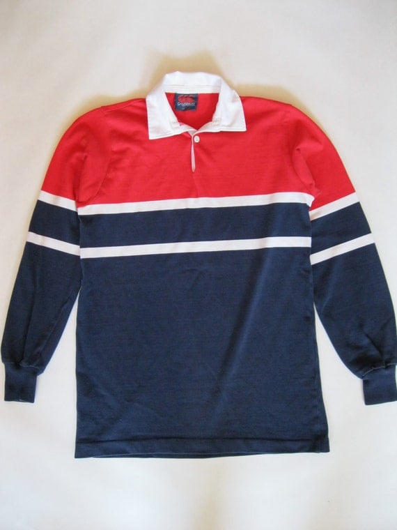 men's vintage rugby shirt red navy blue and by afterglowvintage