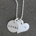 New "Loved" Necklace - Sterling Silver Heart with a 1pt Diamond and Hand Stamped Charm