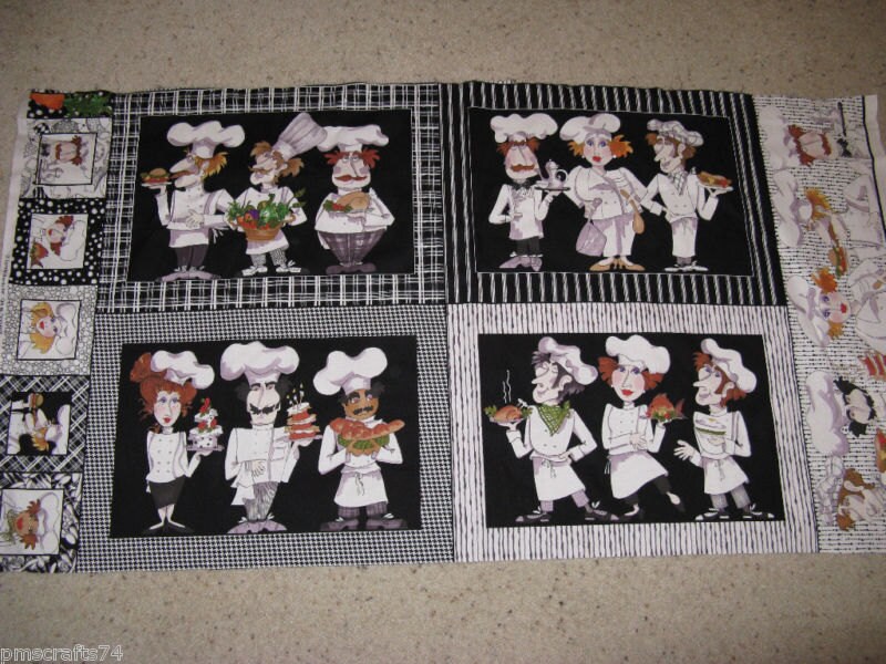 LORALIE Chef Panel placemat fabric panel 4 large blocks 5