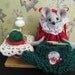 Felt Mouse Knitting a Sweater for Christmas