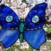 Beautiful Blue Irridesent Stained Glass Butterfly Suncatcher
