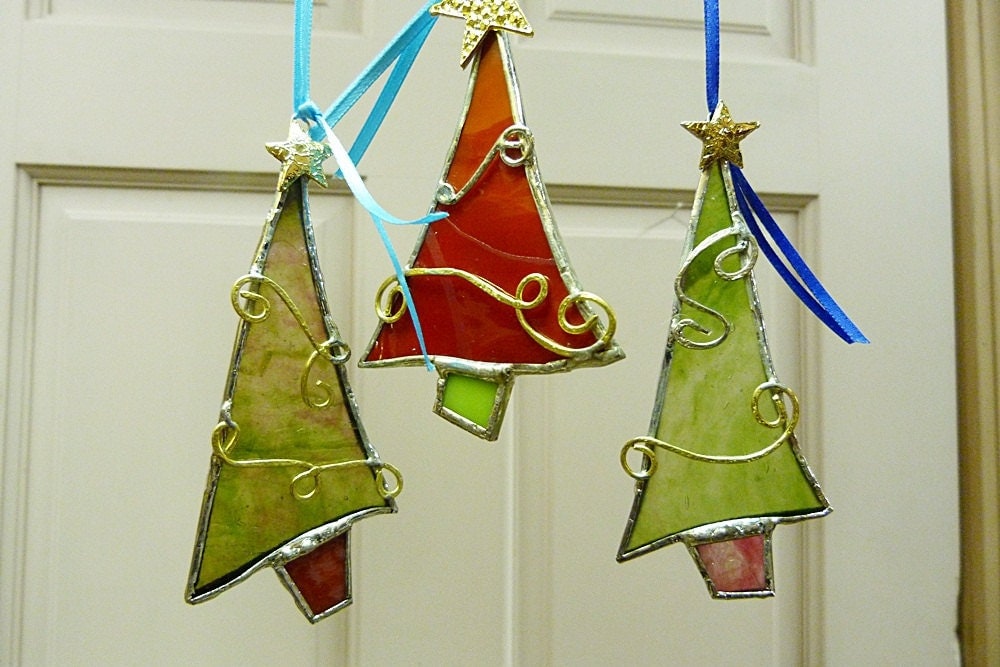 whimsical stained glass christmas trees ornament suncatchers whimsical stained glass christmas trees ornament suncatchers
