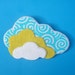 Large Yellow, White and Blue Cloud Brooch