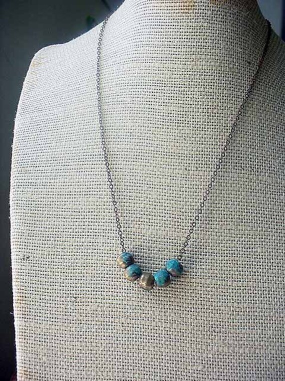 Rustic Tribal African Brass Bead Necklace with by MySelvagedLife