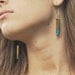 Turquoise Earrings Tribal Geometric Rustic Bullet Casings Dangles Gift Box