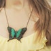 Teal Moth Necklace Buttefly Pendant Blue Green Woodland Gift for Her Under 25