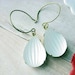 Crystal and Gold Earrings Vintage Frosted Melon Glass Dangles Clear White Brass Gift Box
