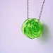 Lime Green Lampwork Glass Disc Pendant Neon Spring Summer Necklace
