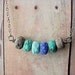 Ocean Sprites Lampwork Glass Necklace in Earthy Rustic Teal Blue, Aqua Green, Cobalt Blue, Turquoise and Sand Beads Gift Box