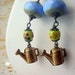 Watering Can Earrings Spring Garden Dangles Yellow and Robins Egg Blue Gift for Gardener Gift Box