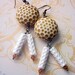 Honey Comb Earrings Amber Brown and White Honeycomb Dangles