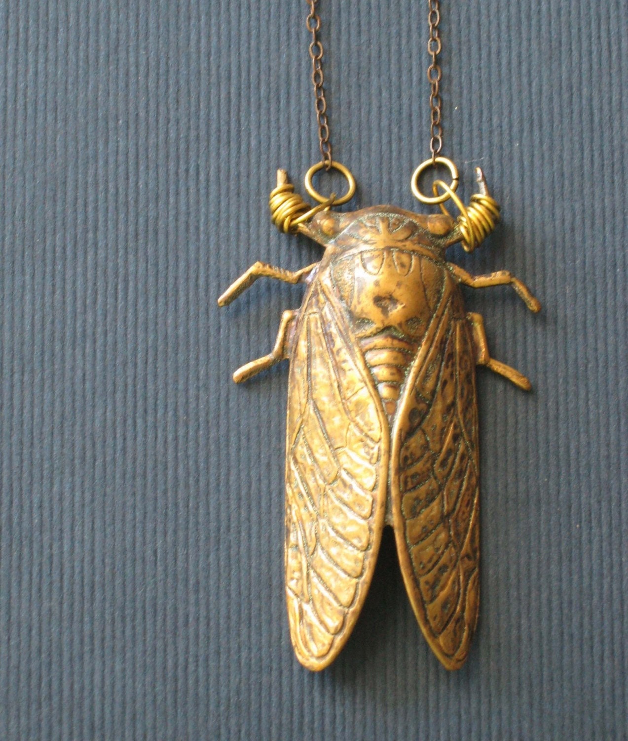 Cicada Pendant Brass Insect Necklace