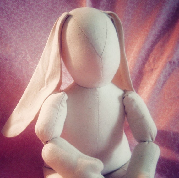 Handmade Vintage Stuffed 19 inch Muslin Bunny Doll