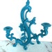 Vintage Upcycled Teal Blue Double Candle Wall Sconce